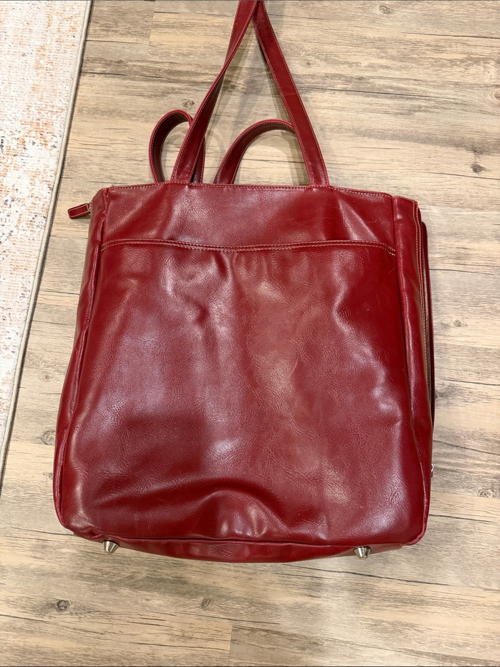 Buxton Red Leather Laptop Tote